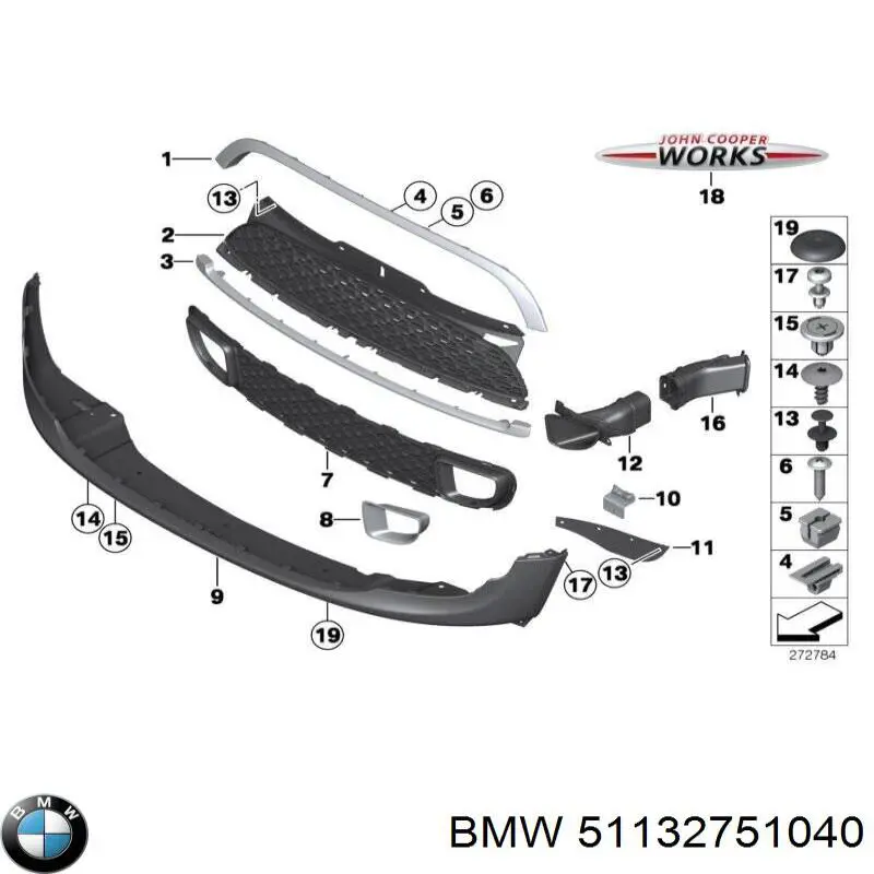 Moldura superior de grelha do radiador BMW 51132751040 preço, a partir de 75,55 USD