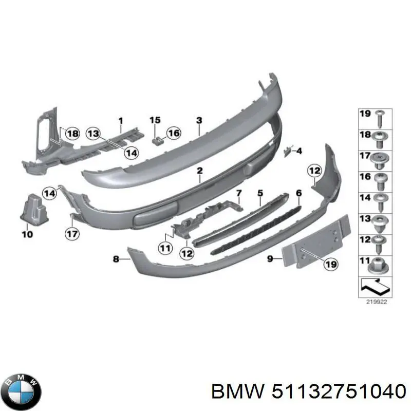Compre 51132751040 BMW Moldura superior de grelha do radiador