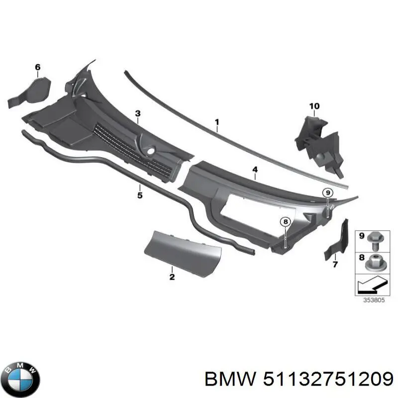 Grelha esquerda de limpadores de pára-brisa BMW 51132751209 preço, a partir de 59,64 USD
