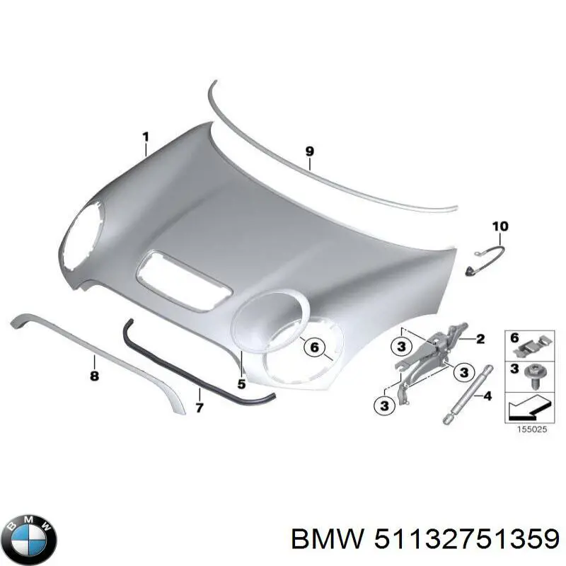51132751359 BMW Moldura da capota