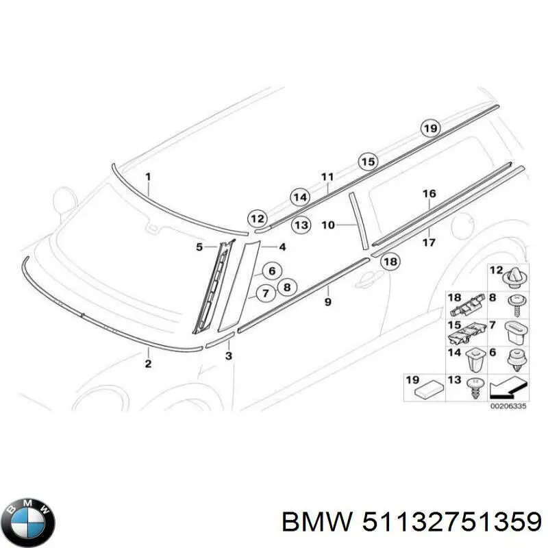 Compre 51132751359 BMW Moldura da capota