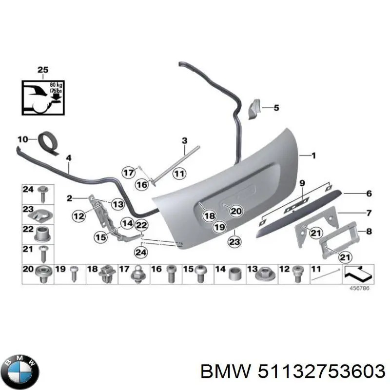 51132753603 BMW Puxador externo de tampa de porta-malas (de 3ª/5ª porta traseira)