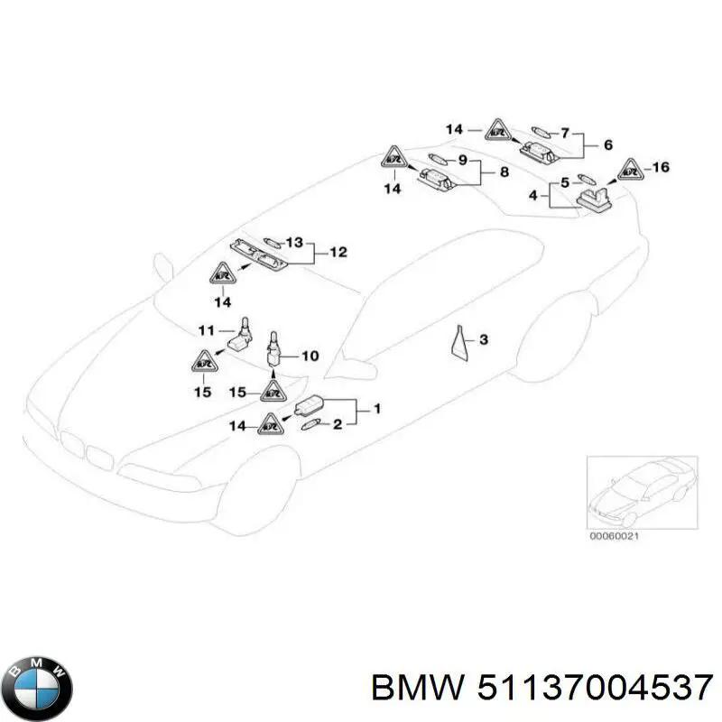 Compre 51137004537 BMW Lanterna da luz de fundo de matrícula traseira