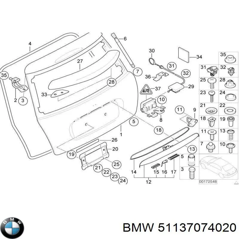 Puxador externo de tampa de porta-malas (de 3ª/5ª porta traseira) BMW 51137074020 preço, a partir de 96,01 USD
