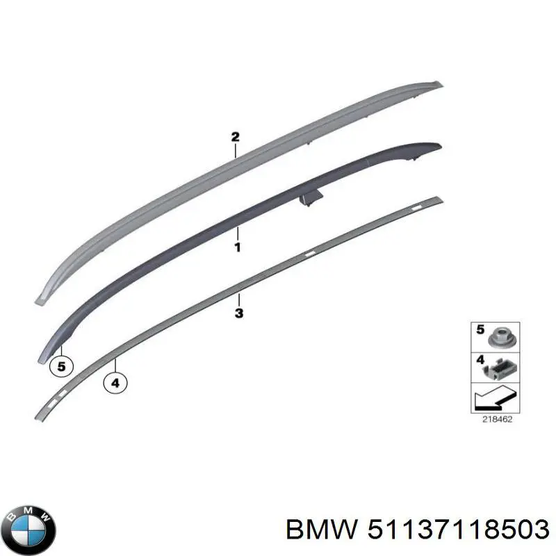 51137118503 BMW Porta-bagagem do teto esquerdo
