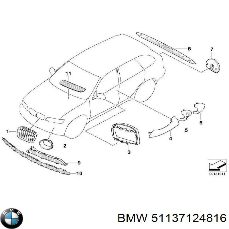 Grelha do radiador direita BMW 51137124816 preço, a partir de 70,94 USD
