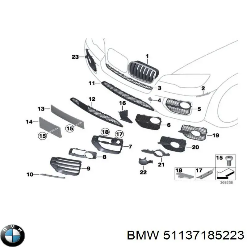 Compre 51137185223 BMW Grelha do radiador esquerda