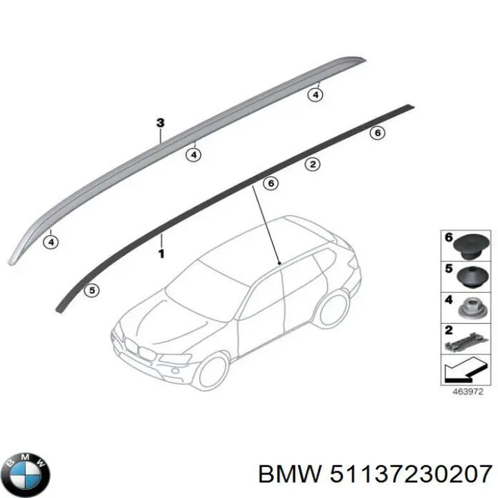51137230207 BMW Porta-bagagem do teto esquerdo