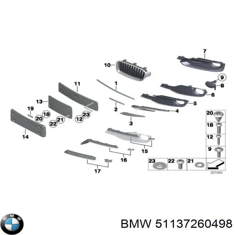 51137260498 BMW Grelha do radiador direita