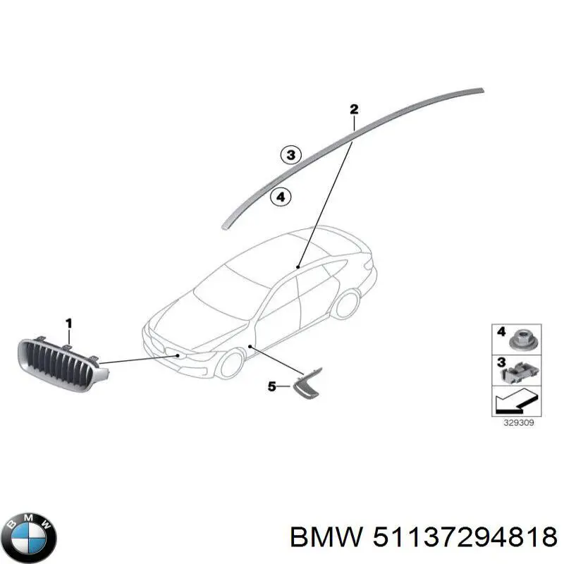 Grelha do radiador direita BMW 51135A3D026 preço, a partir de 49,78 USD