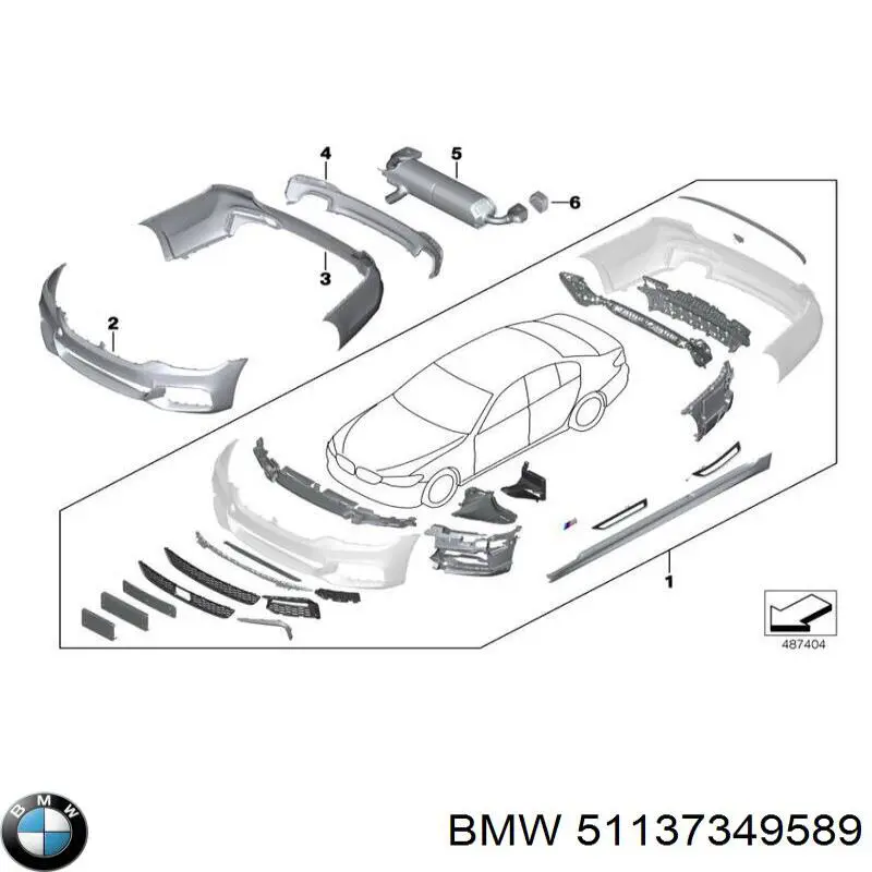 51137349589 BMW Placa sobreposta central do pára-choque dianteiro