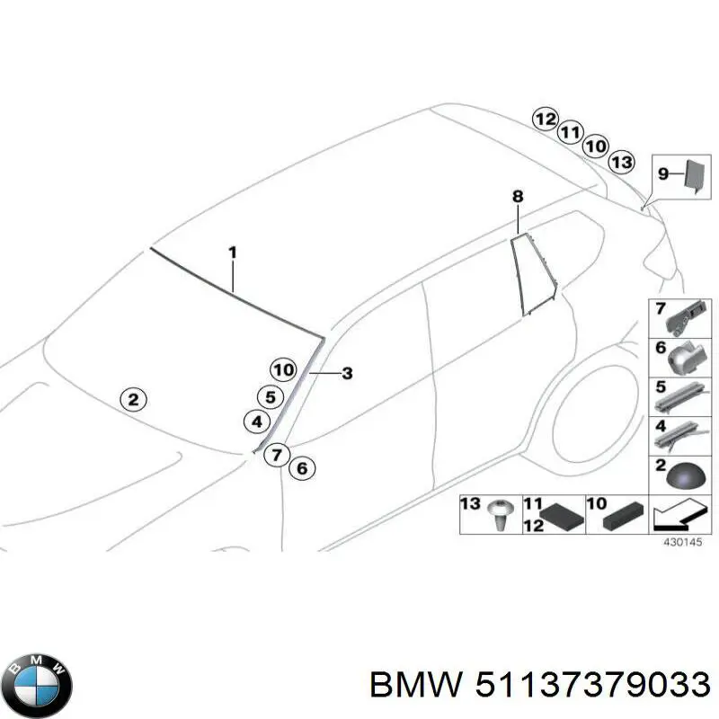 51137379033 BMW Cápsula (prendedor) de fixação do forro do pára-choque do pára-lama dianteiro