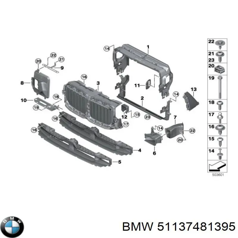 51137481395 BMW Conduto de ar (defletor) inferior do radiador