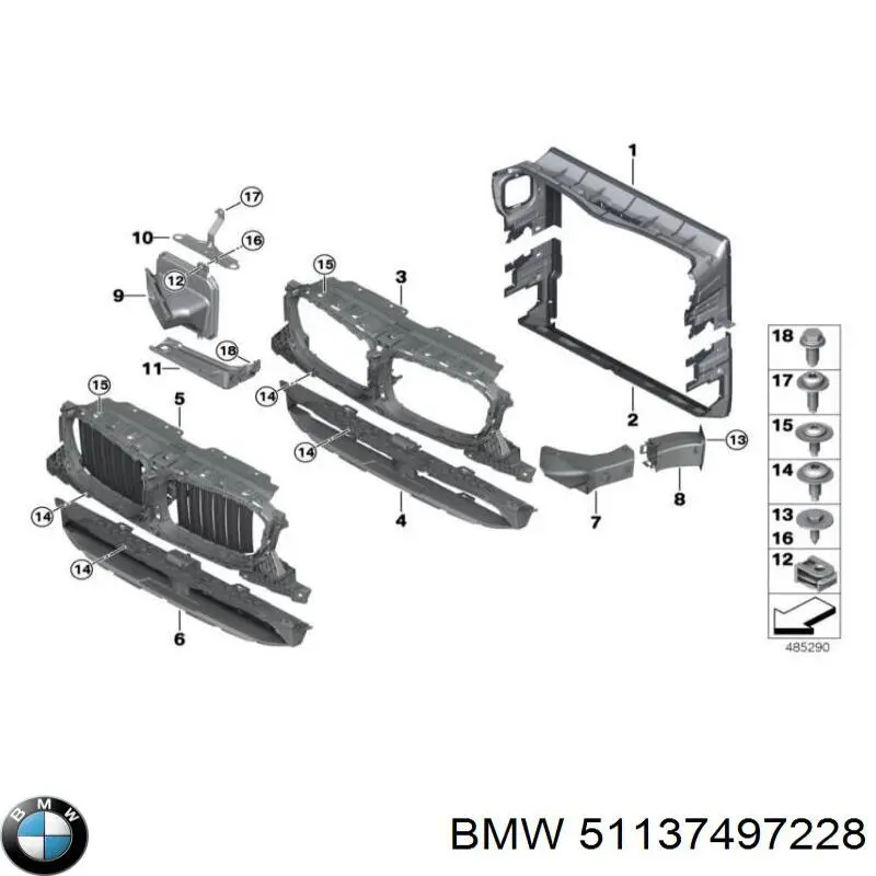 51137497228 BMW Perciana do radiador de esfriamento