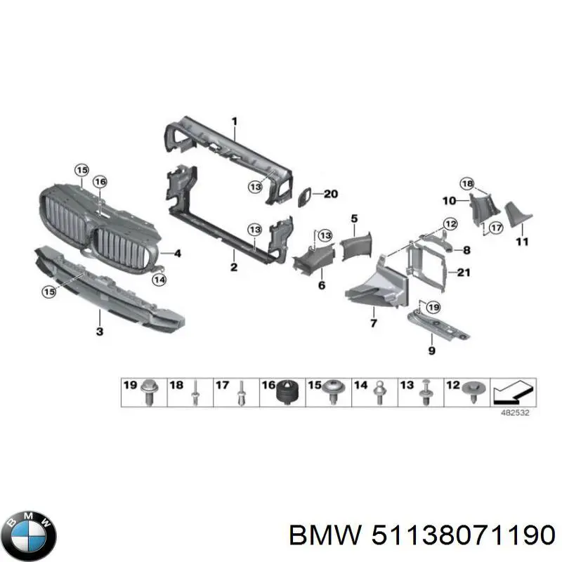 Grelha do radiador BMW 51138071190 preço, a partir de 106,40 USD