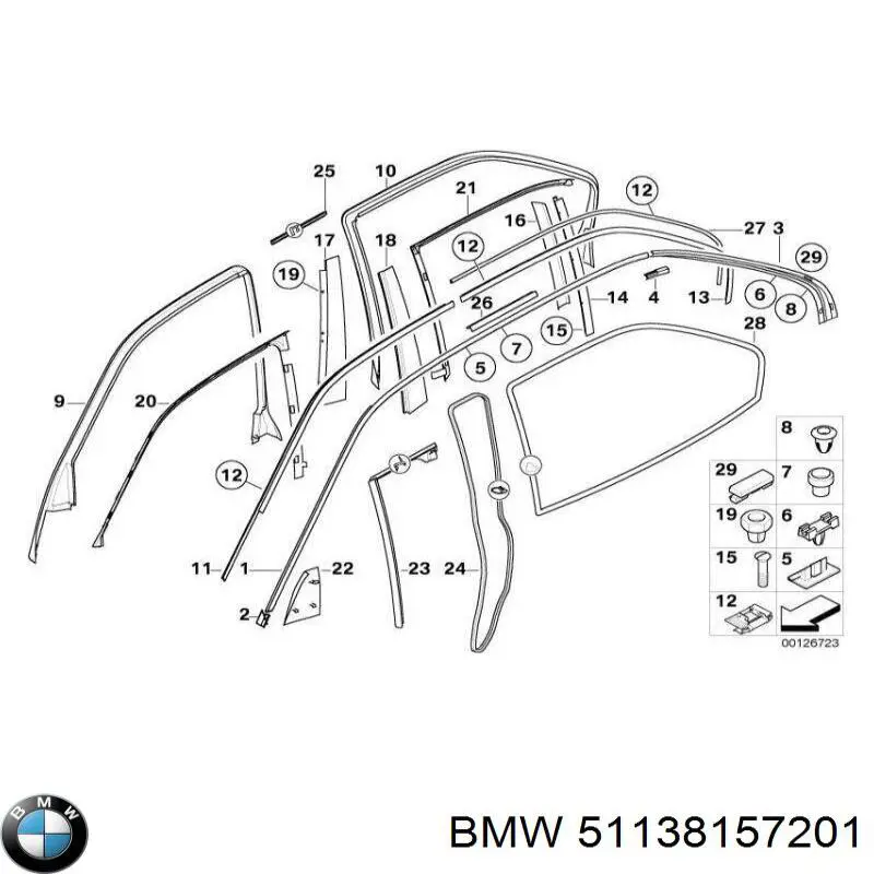 51138157201 BMW Cápsula (prendedor) de fixação do forro do pára-choque do pára-lama dianteiro