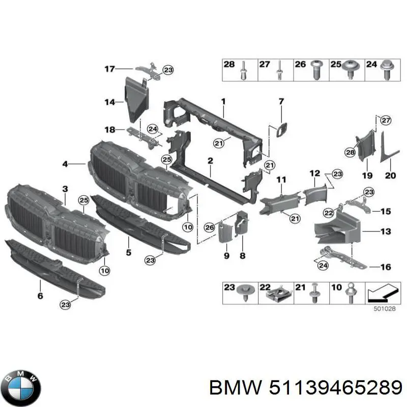 51139465289 BMW Perciana do radiador de esfriamento