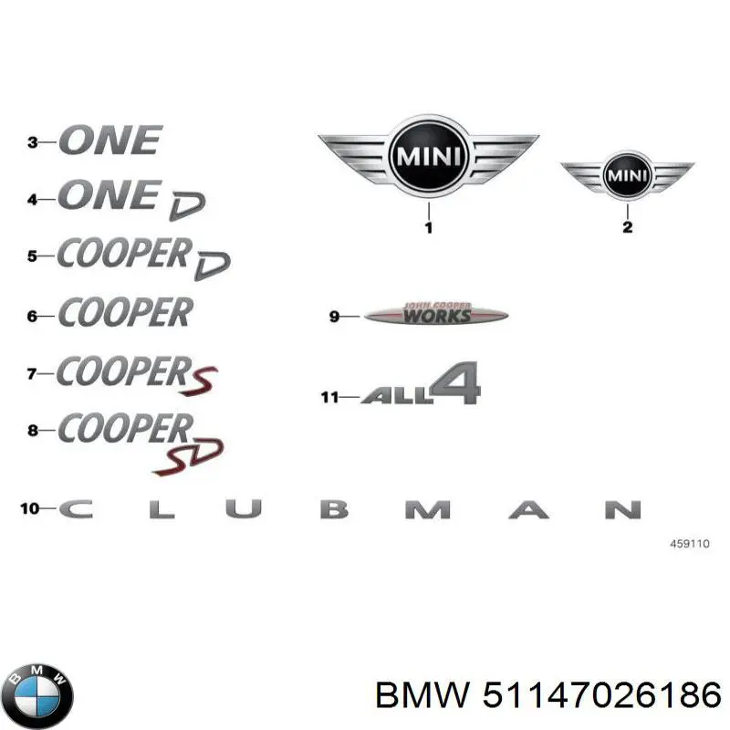 51147026186 BMW Emblema de tampa de porta-malas (emblema de firma)