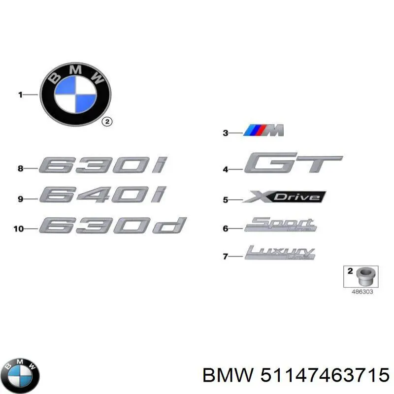 51147463715 BMW Emblema de tampa de porta-malas (emblema de firma)