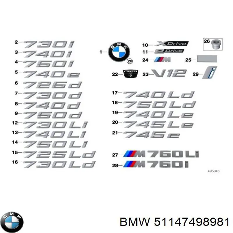 51147498981 BMW Emblema do pára-lama dianteiro