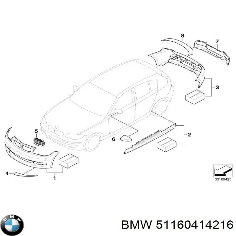51160414216 BMW Placa sobreposta (tampa) do espelho de retrovisão direito