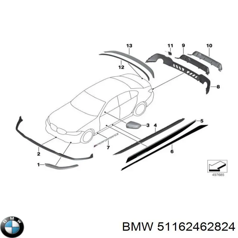 Placa sobreposta (tampa) do espelho de retrovisão direito BMW 51162462824 preço, a partir de 104,07 USD