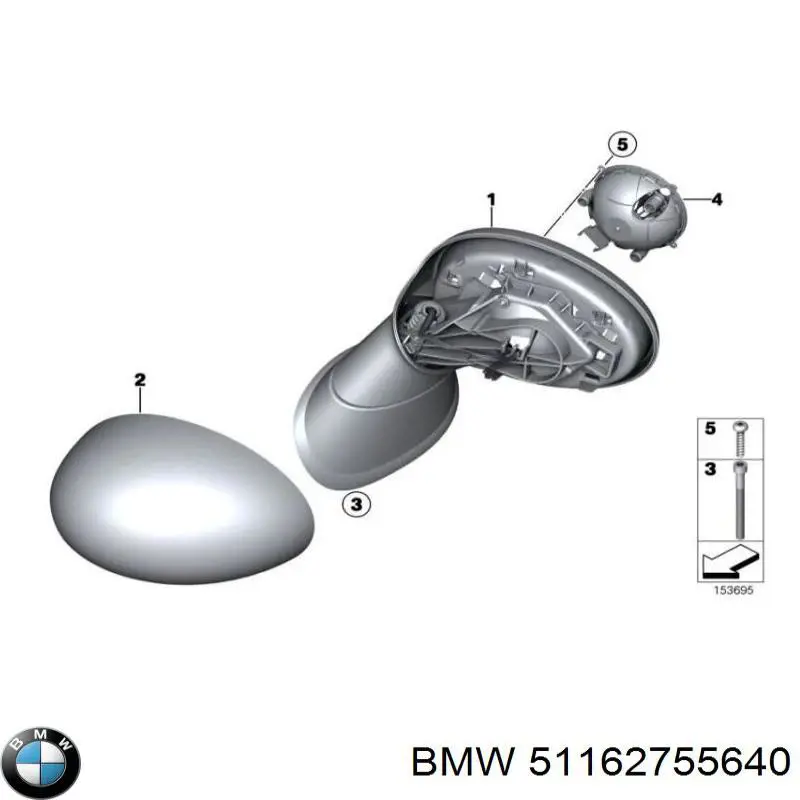 51162755640 BMW Espelho de retrovisão direito