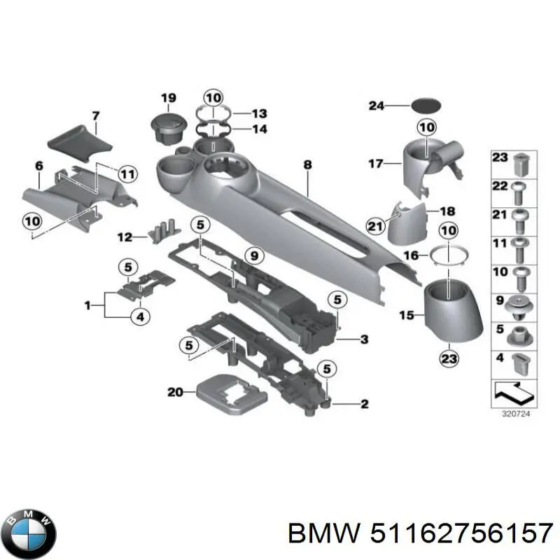 51162756157 BMW Consola de painel de controlo central