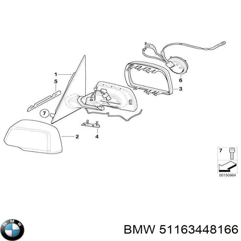 51163448166 BMW Espelho de retrovisão direito