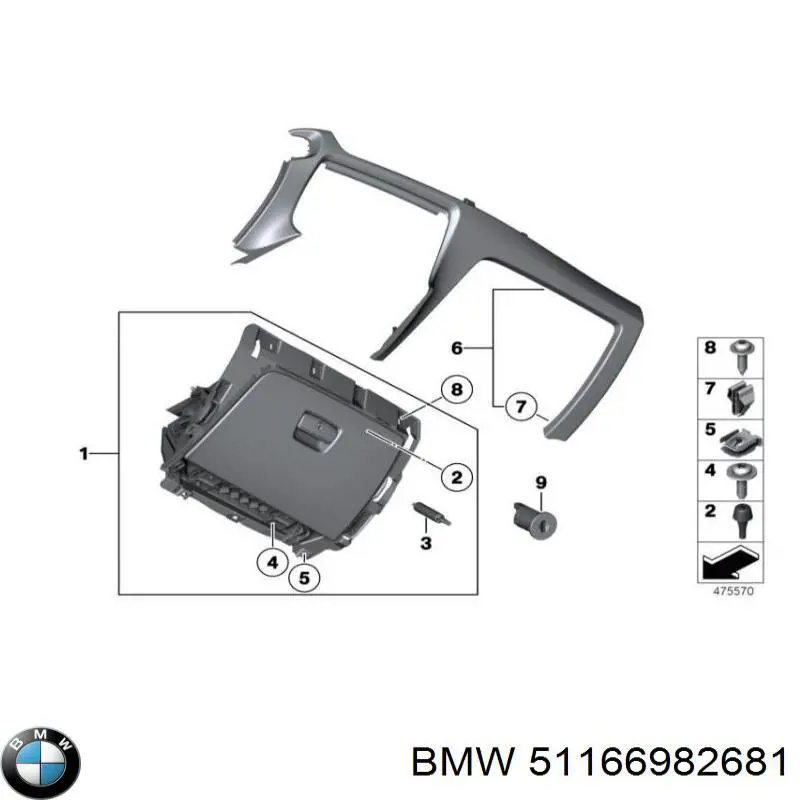 Compre 51166982681 BMW Caixa para porta-luvas (porta-luvas)