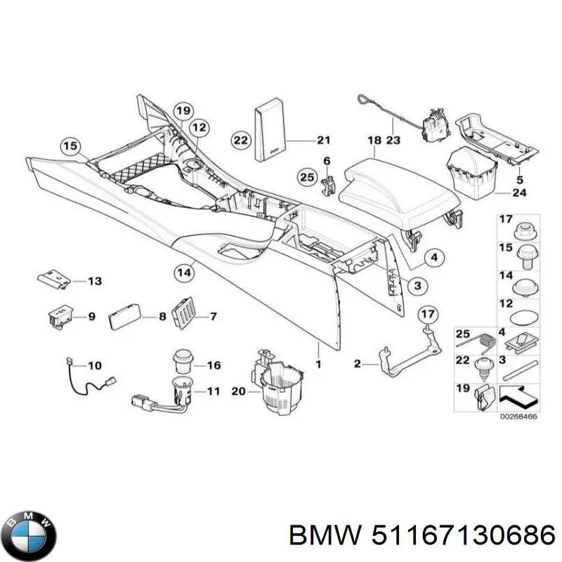 51167130686 BMW Consola de painel de controlo central
