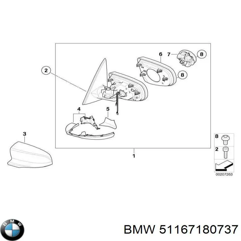 51167180737 BMW Caixa do espelho de retrovisão esquerdo