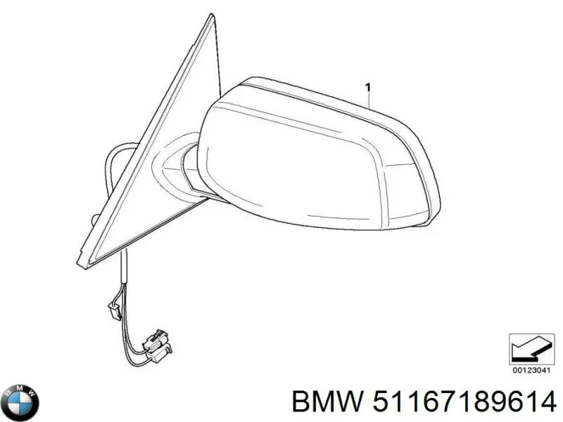 51167189614 BMW Espelho de retrovisão direito