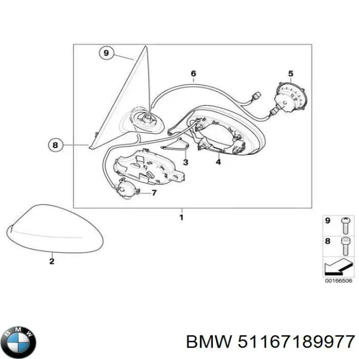 Espelho de retrovisão esquerdo BMW 51167189977 preço, a partir de 494,01 USD