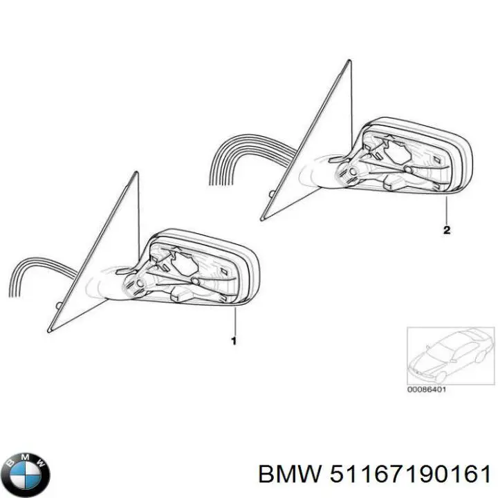 Espelho de retrovisão esquerdo BMW 51167190161 preço, a partir de 437,13 USD
