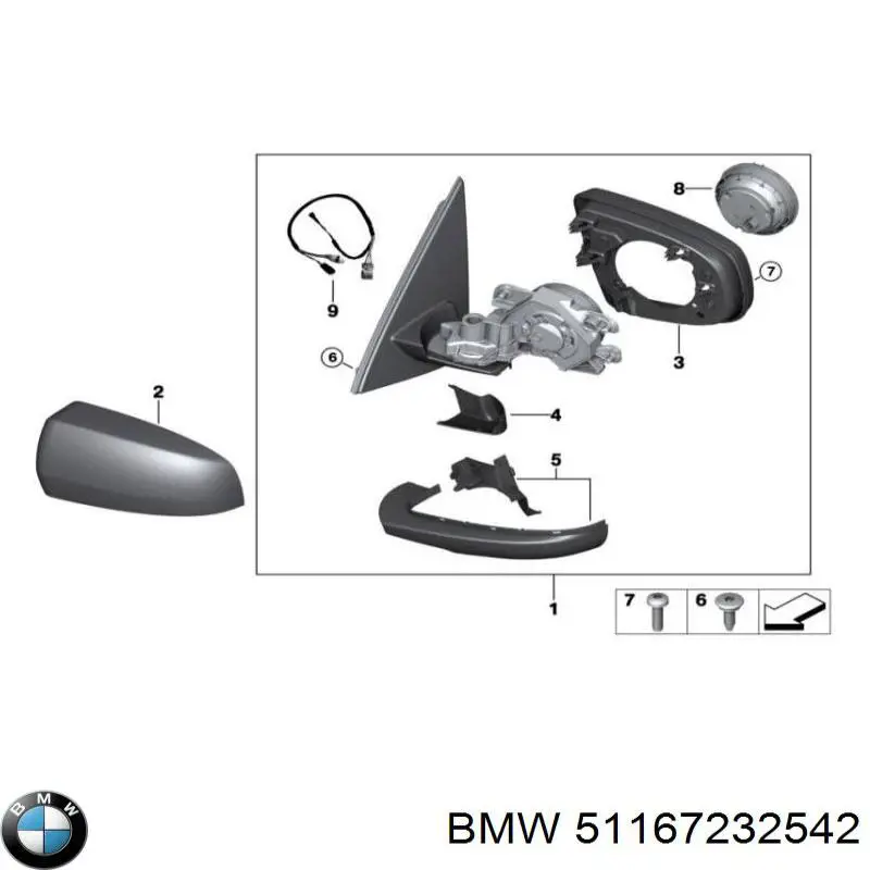 51167232542 BMW Caixa do espelho de retrovisão direito