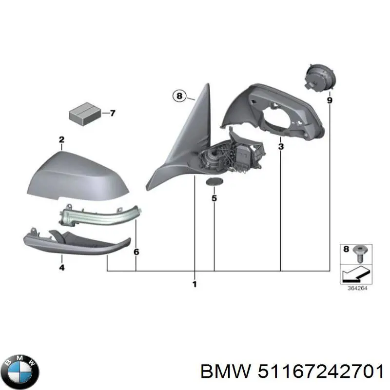 51167242701 BMW Espelho de retrovisão esquerdo