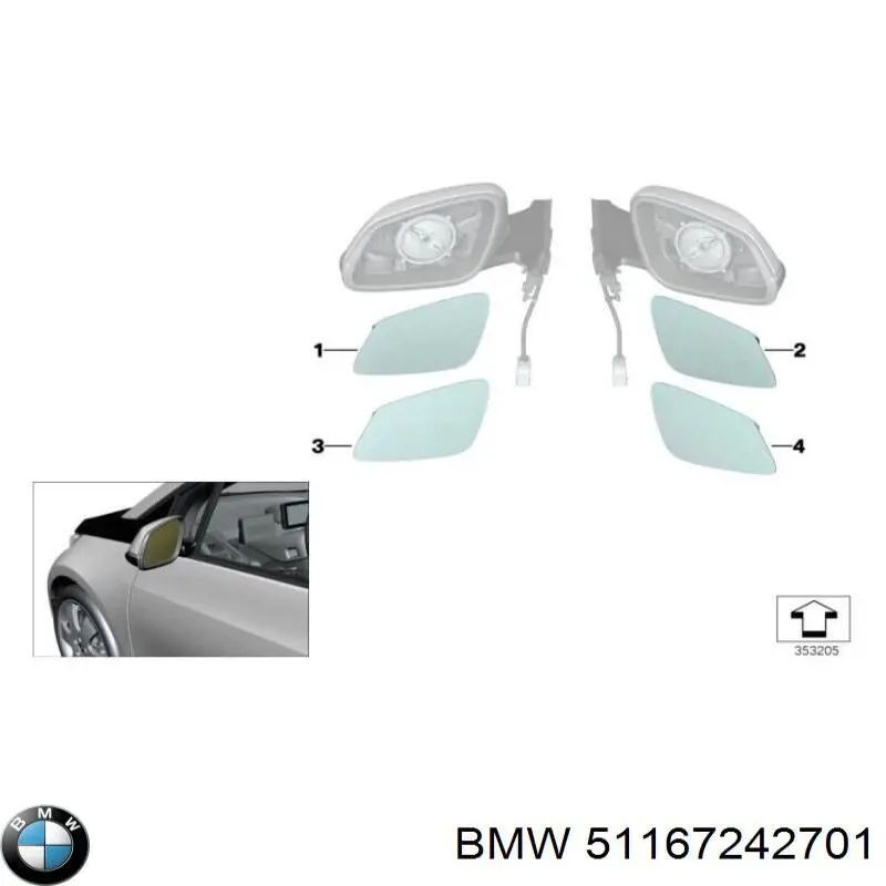 Espelho de retrovisão esquerdo BMW 51167242701 preço, a partir de 27,60 USD