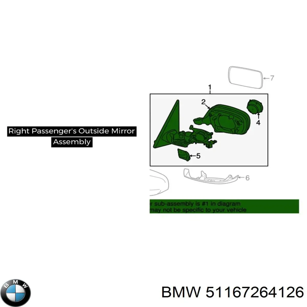 Caixa do espelho de retrovisão esquerdo BMW 51167264126 preço, a partir de 808,04 USD