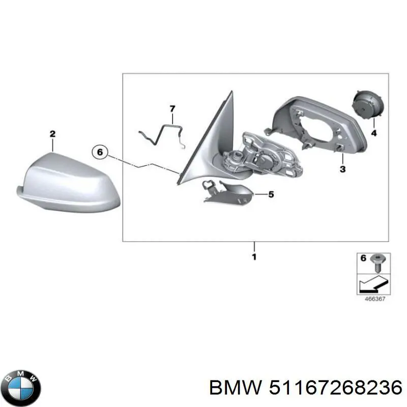 51167268236 BMW Espelho de retrovisão direito