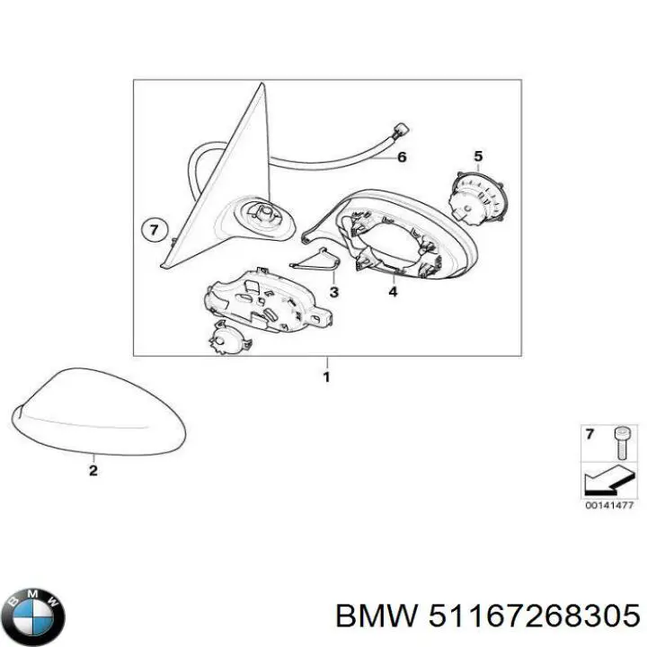 51167268305 BMW Caixa do espelho de retrovisão esquerdo