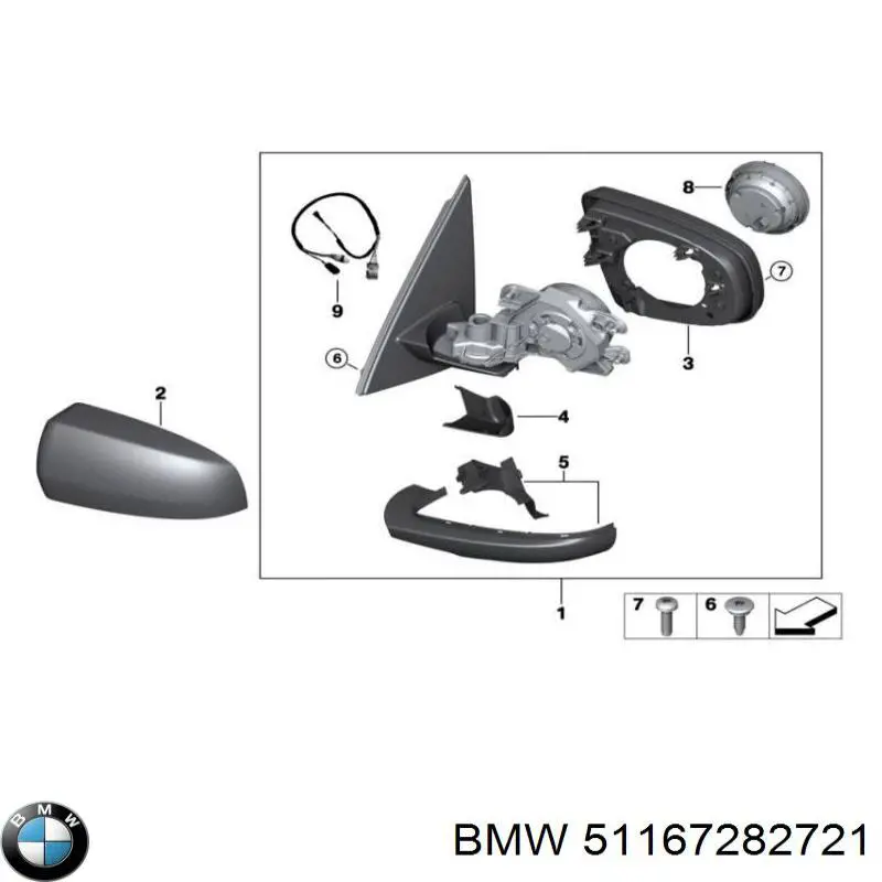 51167282721 BMW Espelho de retrovisão esquerdo