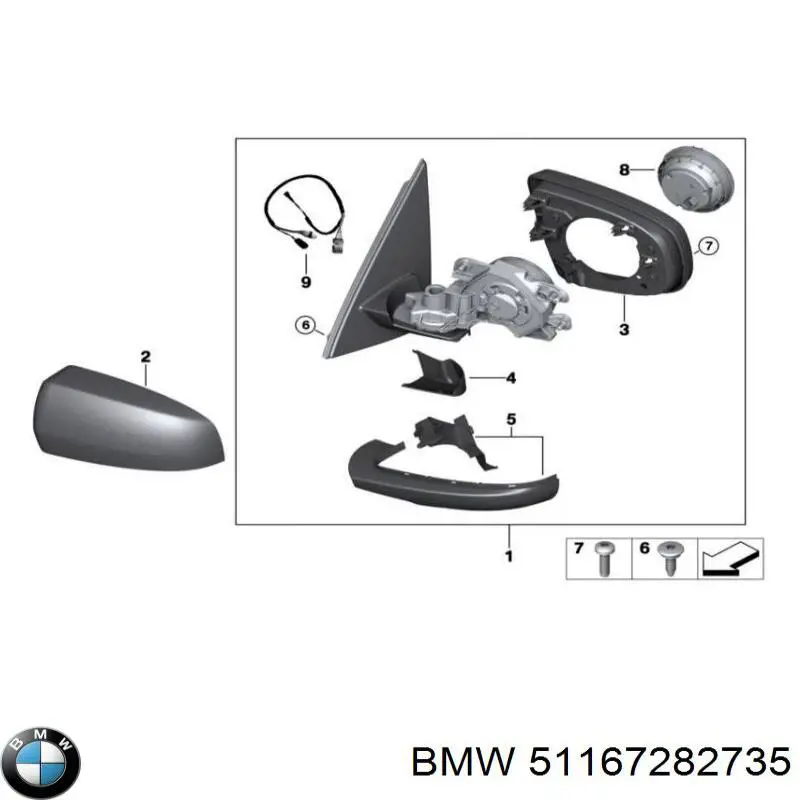 51167282735 BMW Espelho de retrovisão esquerdo