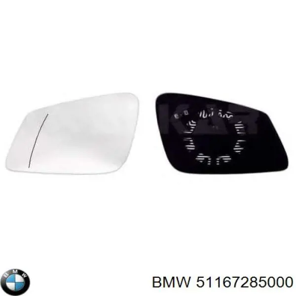51167285000 BMW Elemento espelhado do espelho de retrovisão direito