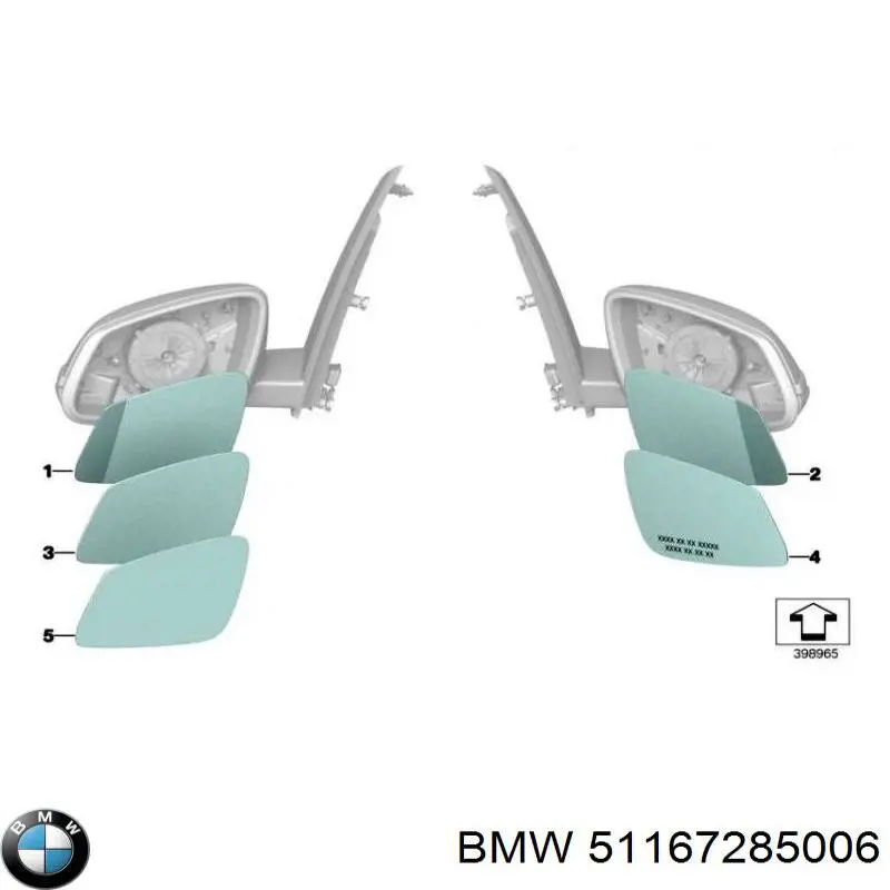 Elemento espelhado do espelho de retrovisão direito BMW 51167285006 preço, a partir de 27,34 USD