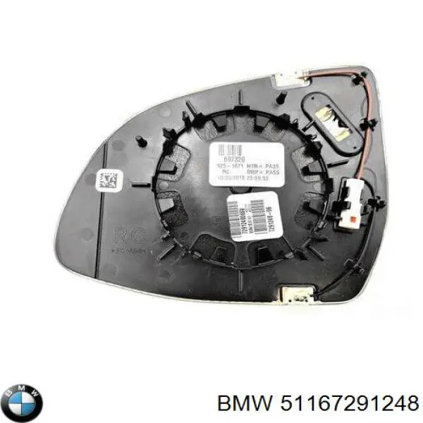 51167291248 BMW Elemento espelhado do espelho de retrovisão direito