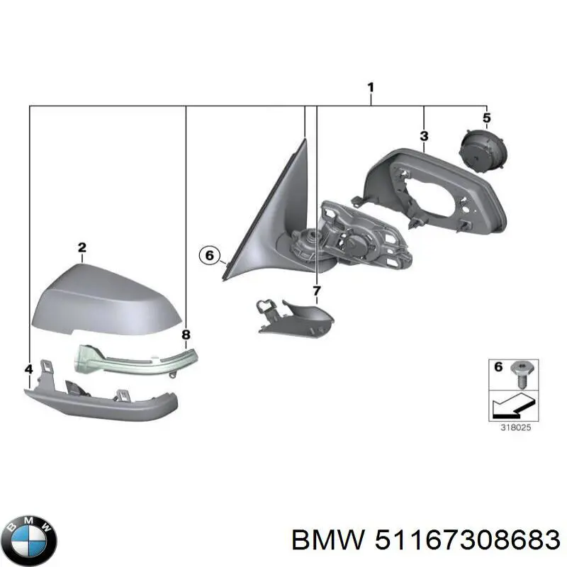 Placa sobreposta (tampa) do espelho de retrovisão esquerdo BMW 51167308683 preço, a partir de 51,33 USD