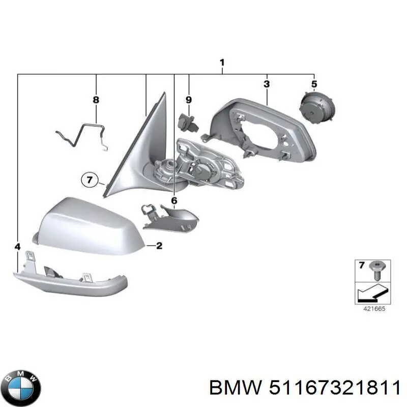 51167321811 BMW Espelho de retrovisão esquerdo