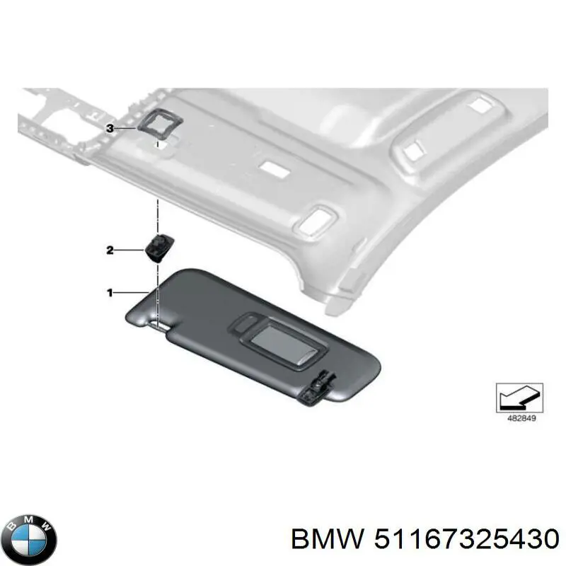 Fixador de pala contra o sol BMW 51167325430 preço, a partir de 34,29 USD