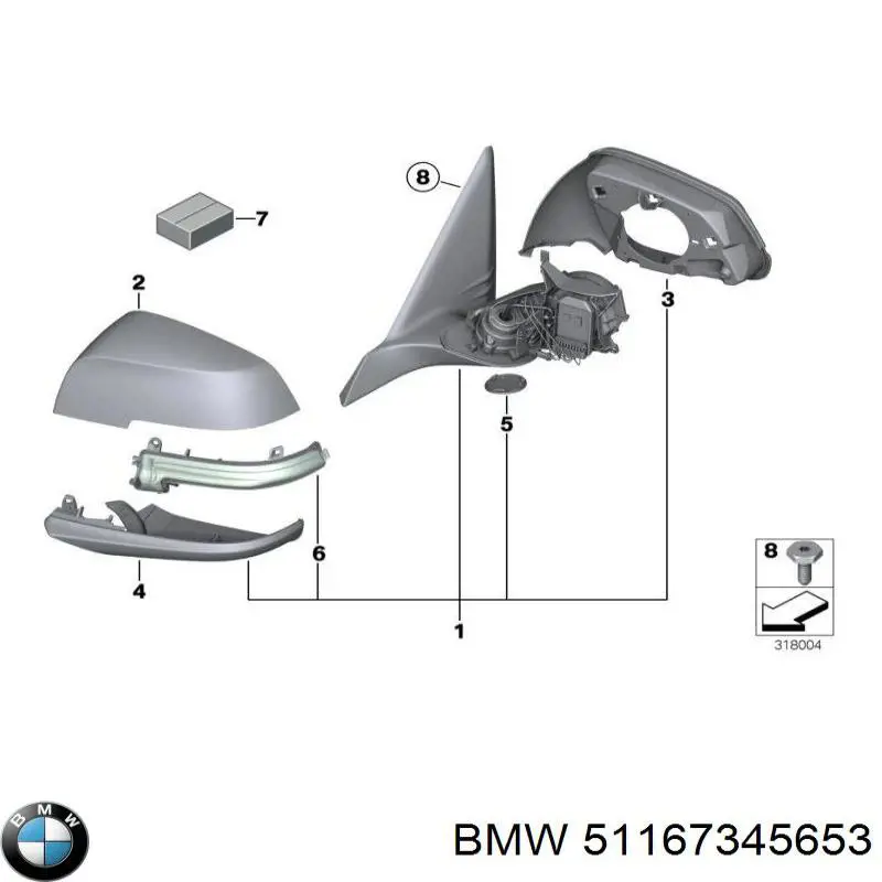 51167345653 BMW Espelho de retrovisão esquerdo